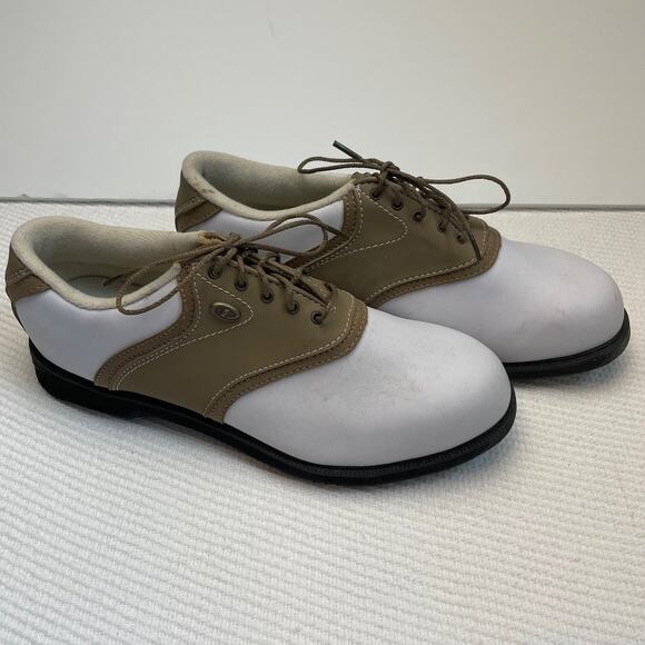 Dexter tan/white wedgewood ladies size 7 golf cleats - Picture 2 of 7